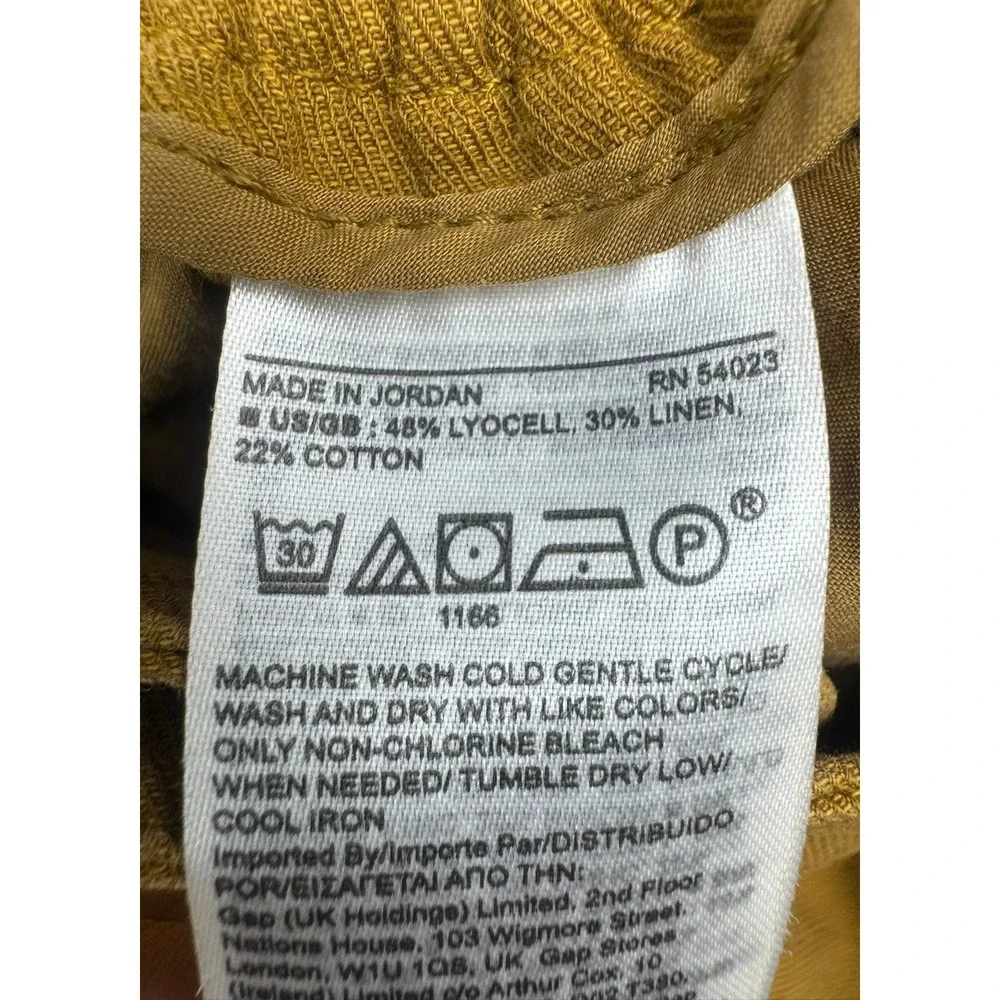Banana Republic Mustard Yellow Linen Blend Cargo Jogger Pants Women Size 4